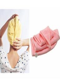 Absorbent Microfiber Hair Wrap Towel Drying Bath Spa Head Cap Turban Wrap Quick Dry Shower Caps Bathrobe Hat3808069