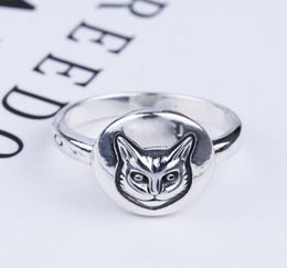 s925 silver cat head ring vintage classic sterling silver cat face ring British style hiphop male and female Thai silver ring9403834