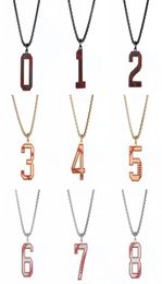 Pendant Necklaces Stainless Steel Baseball Number Necklace Men Enamel Charm Box Chain Digital Sports Jewellery 0 1 2 3 4 5 6 7 8 9Pe6826266