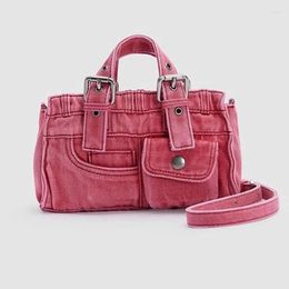 Shoulder Bags Wash Denim Square Messenger Bag For Women Luxury Designer Handbag Purse 2024 In Fashion Rivet Decoration Crossbody