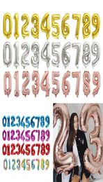 32inch Number Aluminium Foil Balloons Party Decoration Supplies Rose Gold Silver Digit Figure Balloon Children Adults Birthday Deco1357686