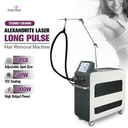 755nm 1064nm Laser Alexandrite Painless Hair Removal Beauty Long Pulse Equipment Optional Air Cooler Machine 8-18nm Spot