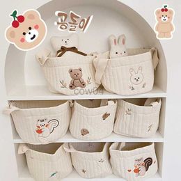 Diaper Bags INS Baby Bag Cute Bear Embroidered Diaper Bag Storing Newborn Diapers Mothers Pregnant Womens Bag Toys Organisers d240429