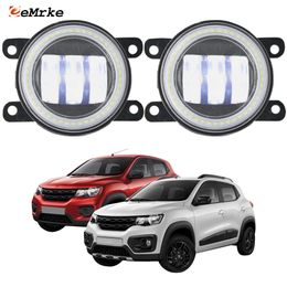 EEMRKE Led Fog Lights Assembly 30W/ 40W for Renault Kwid XBA XBB 2015-2019 with Clear Cut-line Lens Angel Eyes DRL Car PTF Daytime Running Light 12V Fog Lamp