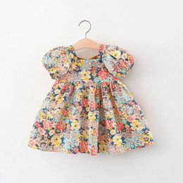 Girl's Dresses Toddler Baby Girls Clothes Summer Short Sleeve Floral Princess Birthday Dress Dresses For Girl Baby Clothing Thin Costume Dress