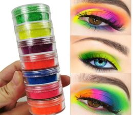 Neon Eyeshadow High Pigment Loose Powder 7colors Yellow Green Blue Eye shadow Dust Long Lasting Eyes Mkeup 7pcsset2589818