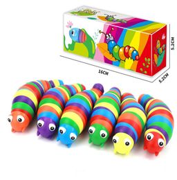 Party Favor Rainbow 3D Slug Caterpillar Toy Articulated Flexible Relief Anti-Anxiety Slug Sensory for Children Adult2827612