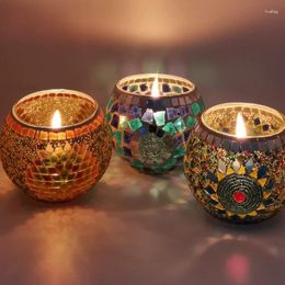 Candle Holders European Mosaic Glass Candlestick Wedding Table Ornaments Holder Party Banquet Props