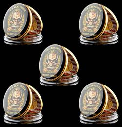 5pcs US Army Military Coin Craft Sniper Hawk Core Values 1oz Gold Plated Challenge One S One Kill Coin8837681