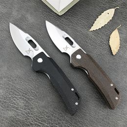 HUAAO GC002 Tactical Folding Knife 8Cr13Mov Drop Point Blade Black/Brown Flax Handle Outdoor Survival Pocket Knives Clip Multi-functional Tool