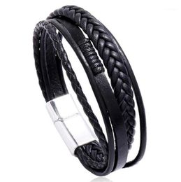 Charm Bracelets Diffone Trendy Mens Leather Bracelet Handmade Braided Multi Layer Wrap Braslet Homme Punk Male Accessories Present6309665