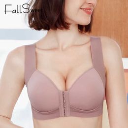 Bras FallSwt Front Closure Bras for Women Plus Size Underwear Seamless Push Up Brassiere Vest Top Sexy Bra Y240426