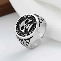 Band Rings Retro Bicycle Skull RFor Mens Silver Punk Gothic Rock Hip Hop Open Rhandmade Designer Jewelry Bicycle Accessories Gift J240429