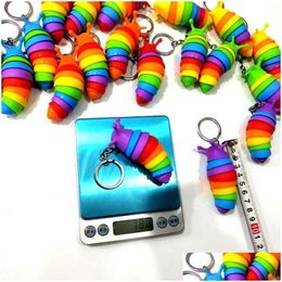 Decompression Toy 8Cm Mini Finger Fidget Toys Slug Snail Caterpillar Keychain Child Adt Reliever Anti-Anxiety Squeeze Sensory Funny Pa Dh0Ye