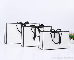 Creative design Large Black border White kraft paper bag with handle Wedding Party Favor bowknot Paper Gift Bag LX014809472853