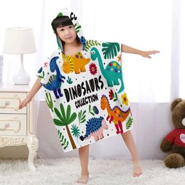 Towels Robes Cartoon dinosaur beach towel ultra-fine Fibre quick drying towel jumpsuit swimsuit womens childrens raincoat swimsuitL2404