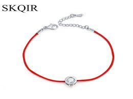 whole SKQIR Fashion Women Thin Red Cord Thread String Rope Chain with CZ Zirconia Silver Colour Bracelet for Female Jewellery pul4930919