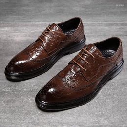 Casual Shoes Nice British Style Brogues Men Business Brand Male Leather Footwear Black A1615