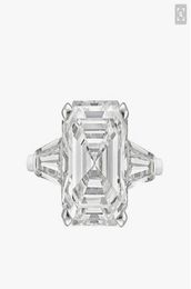 New Real 925 Sterling Silver Luxury Asscher Cut Diamond Wedding Engagement Ring for Women Silver Radiant Cut Ring Jewellery N648290582