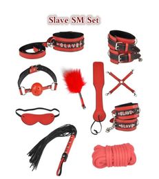 Slave Bondage kit set Leather Diamonds bdsm bondage restraints 10 pieces anal plug handcuffs adult games sex toys for couples5592654