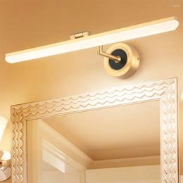 Wall Lamp American Style 45CM LED Mirror Headlamp Acrylic Copper Lampshade Interior Light Sconce Toilet Bathroom Vanity Spot Lights