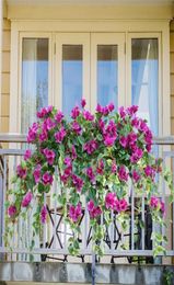 Hanging Artificial Silk Morning Glory Imitation Flower Vine Wedding Garden Decor Fake Plant Vibrantly Colour Flower Wall Decor 22056278004
