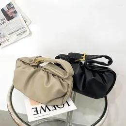 Shoulder Bags 2024 Fashion Designer Messenger Bag Female Lady Simple Handbag High Quality Fold PU Small