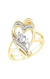 New Women Fashion Heartshaped Love Mum Ring Two Tone Gold Silver MOM Character Diamond Jewelry Family Birthday Gift for Moth9648869