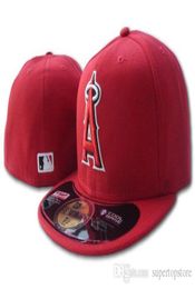 2019 New Angelse On Field Style Red Colour Sport Fitted Flat Hats A Letter Embroidered Closed Size Caps Hip Hop Design Bones Chapeu1994640
