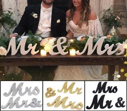 Vintage Style Wooden Mr and Mrs Sign Rustic Mr Mrs Letters Wedding Signs for Wedding TablePo PropsParty TableTop DinnerRu5779204
