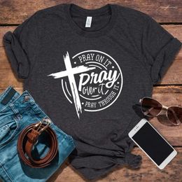 Women's T Shirts Pray Shirt Prayer Women Clothing Harajuku Christian Cross T-shirts Vintage Bible Clothes L