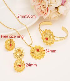 New Ethiopia Bride 14 k Yellow Solid Fine Gold Filled Jewelry Sets Full With Stone African Ethnic Gifts Eritrean Habesha Wedding7917366