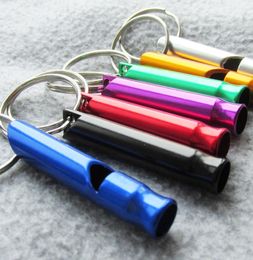 200pcslot Aluminium Alloy Pet dog training whistles firstaid outdoor whistle with keyring mixed Colours whole2620379