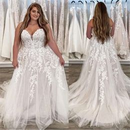 Boho Wedding 2024 Plus Size Sweetheart Appliques Lace Bride Elegant Women Country Civil Beach Bridal Dress Vestios Novias Robe De Mariage