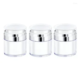 Storage Bottles 3 Pcs Airless Pump Jars Empty Acrylic Makeup Cosmetic Jar 50Ml/50G Containers With Press