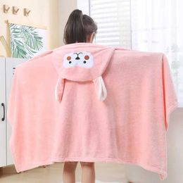 Towels Robes Baby bath towel hooded cape absorbent baby hooded bath towel cartoon baby coral velvet bath towelL2404