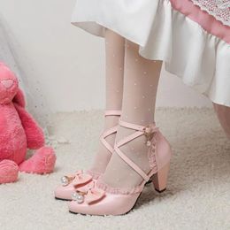 Girl Dresses Cone High-Heeled Princess Big Sandals Bow Children Summer Shoes 2024 Fashion Sweet 8 10 12 14 16 Years Old