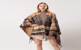 Whole2019 New Brand Cashmere Winter Warm Scarves Women Elegant Cardigant Shawl Wrap Blanket Sweater Open Front Poncho Cape3005732