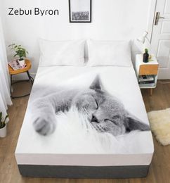 3D Fitted SheetBed Sheet With Elastic QueenKingCustomMattress Cover 180150200160x200 Animal pet Lazy cat 2011132977435