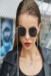 Men Women Punk Eyeglass Sun Glasses Brand Designer Retro Alloy Polygon Sunglasses Luxury Shades With A Chain Lanyard8016467