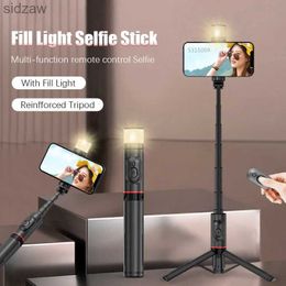 Selfie Monopods Aluminium alloy portable Bluetooth wireless selfie stick tripod with fill light Bluetooth remote control suitable for iPhone and Android WX