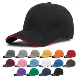 Ball Caps Brim Stripes Adjustable Shade Outdoor Baseball Cap Solid Colour Sun Protection Summer Men Dad Hat Peaked