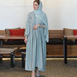 Ethnic Clothing Dubai Sequins Open Abaya Women Muslim Maxi Dress Eid Turkey Kaftan Robes Islamic Kimono Cardigan Robe Caftan Ramadan Casual