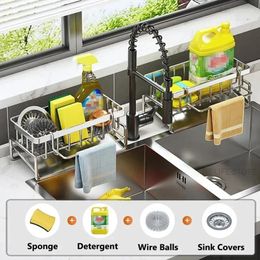 Kitchen Storage Soap Automatic Rack Wash Sponge Bathroom Holder Shampoo Drainage Basin Organiser Steel Stainless Sink