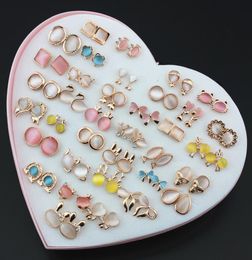 Random Jewellery Whole 36 pairs Opal Earrings Girl Women039s Cat Eye Stone Design Stud Earrings Mixed Styles For Party Christ2297577