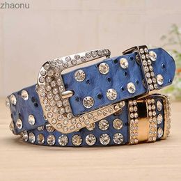 Belts 2.6CM New Fashion Rhinestone belts for women Luxury Designer PU leather belt High Quality Cow second layer skin strap female XW