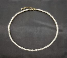 Chains 4mm White Freshwater Pearl Necklace 14K Gold Filled Adjustable Chain Pearls Beaded Exquisite Choker Collier Perles Perlas W5392746