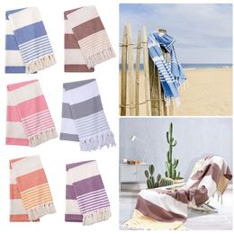Stripe Yarn Dyed Beach Towel Cotton Tassel Bath Towel Beach Shawl Luxury Towels Large 240422