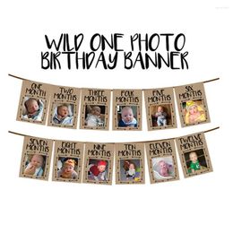 Party Decoration Wild ONE Po Frame Birthday Banner First Happy Decorations Garland 1st Baby Boy Girl My 1 Year Supplies