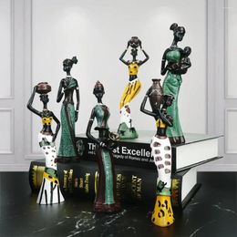 Decorative Figurines 3pcs Home Decoration Resin Africa Woman Black Figure Statues Exotic Ornaments For Interior Living Room Desktop